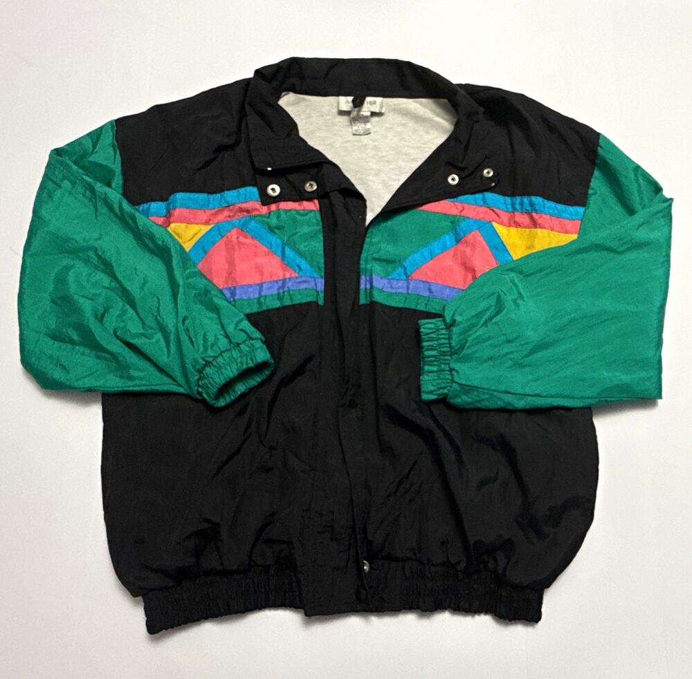 Ashley Hill Woman’s M Vintage Colorblock Puffer Jacket Full Zip Lined Black